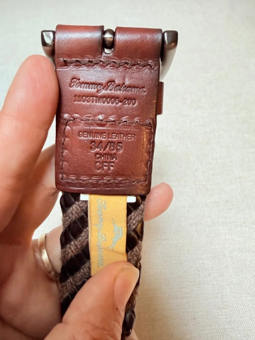 Tommy Bahama Fabric and Leather Men’s Braided Belt Brown and Black 34